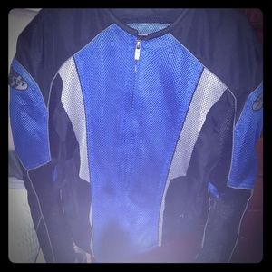 Blue and black Joe Rocket motorcycle jacket